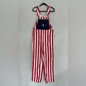 Liberty Overalls American Flag USA Denim Carpenter Patriotic Bibs Mens Sz 34x32